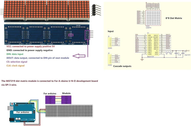 GODIYMODULES MAX7219 Led Matrix Panel Dot Matrix Module 32x8 4 in 1 LED Display Modules Drive with 5Pin Wires for Arduino Raspberry Pi - Image 3